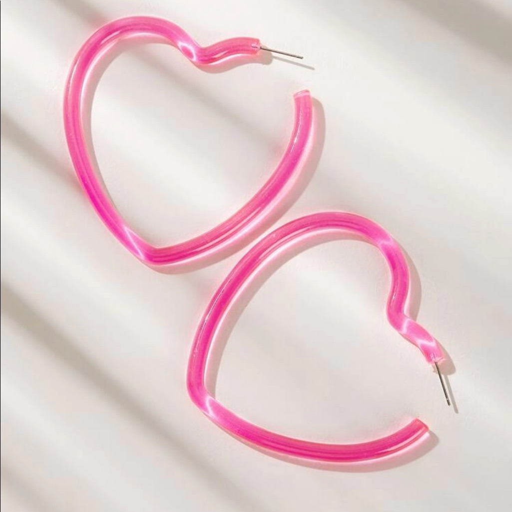Nwt Groovy Retro Open Heart Hoop Drop Statement Earrings